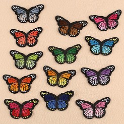 機械刺繍布地手縫い/アイロンワッペン  マスクと衣装のアクセサリー  アップリケ  蝶  ミックスカラー  46x78mm&nbsp;DIY-F038-A-M