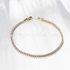 ロマンチックな錫合金チェコラインストーンブレスレット  時計バンドの留め金付き  ゴールドカラー  212mm&nbsp;BJEW-BB02311-G