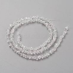透明なソリッドカラーのガラスビーズ連売り  多面カット  ポリゴン  透明  2.5x2.5x2.5mm  穴：0.7mm  約145個/連  9.06''（23センチメートル）&nbsp;GLAA-L031-01-B01