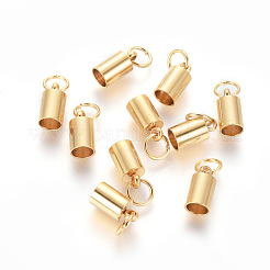 201ステンレススチールコードエンド  エンドキャップ  コラム  ゴールドカラー  10x5mm  穴：3.5mm  内径：4.2mm&nbsp;STAS-L233-068D-G