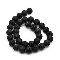 天然溶岩岩の丸いビーズ連売り  溶岩岩  12mm  穴：1mm  約34個/連  15.7インチ&nbsp;X-G-M169-12mm-03