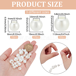 300 個 3 スタイル ABS プラスチック模造パールビーズ  乳白色  8~11.8x6.5~9.5mm  穴：3.6~5.8mm  100個/スタイル&nbsp;KY-NB0001-72