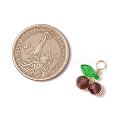 チェリーガラスペンダント  ライトゴールドの銅線とアクリル  ファセット(32ファセット)  パープル  16.5x15x5.5mm  穴：3.5mm&nbsp;PALLOY-JF03470-03