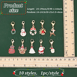 10Pcs 10 Style Christmas Theme Alloy Enamel Pendants&nbsp;HJEW-FG0001-15