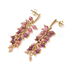304 Stainless Steel with Natural Mixed Gemstone Stud Earrings&nbsp;EJEW-JE07520-02