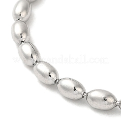 Non-Tarnish 304 Stainless Steel Oval Ball Chain Bracelets for Women&nbsp;BJEW-C046-01P