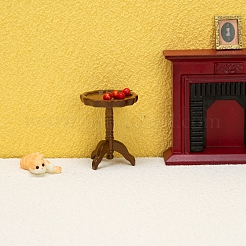 木製の丸いパイ生地のテーブルミニチュア装飾品  マイクロランドスケープドールハウスアクセサリー  小道具の装飾のふりをする  シエナ  45x56mm&nbsp;PW-WGCE583-01