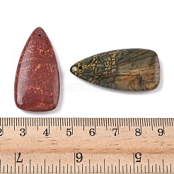 天然多色碧玉/ピカソストーン/ピカソ碧玉ペンダント  三角形のチャーム  38~41x20.5x6.5~7mm  穴：1mm&nbsp;G-Z095-02