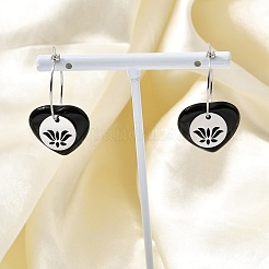 Natural Obsidian & 304 Stainless Steel Hoop Earrings for Women&nbsp;EJEW-G475-02P-05