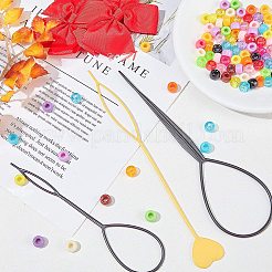 髪を編む道具  女性のための DIY ヘアスタイリングツールキット  アリゲーターのヘアクリップとアクリルヨーロピアンビーズ付き  ミックスカラー  414個/セット&nbsp;OHAR-NB0001-10