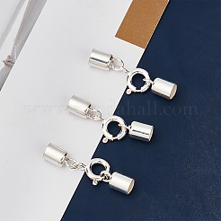 4セット925個のスターリングシルバースプリングリング留め金  コー​​ドが終了すると  銀  9x7.5x3mm  内径：3.5mm&nbsp;STER-BBC0001-25