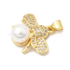Brass Micro Pave Clear Cubic Zirconia Pendants&nbsp;KK-A296-32G