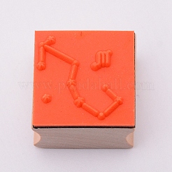 木の切手  ゴム入り  [12]の星座のある正方形  蠍座  30x30x24mm&nbsp;LS-DIY-WH0175-46H