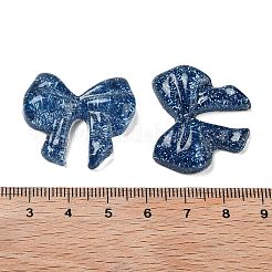 半透明樹脂デコデンカボション  キラキラの蝶結び  マリンブルー  26.5x30x7mm&nbsp;LS-CRES-M001-01A-02