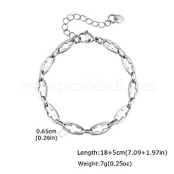 304ステンレススチール製の楕円形、中空クロスリンクチェーンブレスレット  変色なし  ステンレス鋼色  7.09インチ（18cm）&nbsp;WG549C5-01