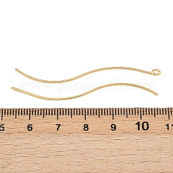 真鍮製のピアスパーツ  カン付き  長持ちメッキ  ニッケルフリー  波線  18KGP本金メッキ  53.5x4x1mm  穴：1.8mm&nbsp;KK-A274-17E-G