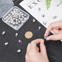 合金ヨーロピアンビーズ  大穴ビーズ  スカル  アンティークシルバー  12x9x7.5mm  穴：4mm  50個/箱&nbsp;PALLOY-SC0003-41AS