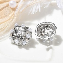 304ステンレススチールニットスタッドピアス  模造パールと  ステンレス鋼色  20.5x20mm&nbsp;EJEW-B108-08P