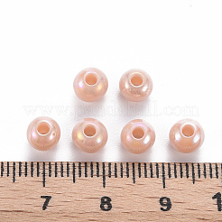 不透明なアクリルビーズ  ABカラーメッキ  ラウンド  桃パフ  6x5mm  穴：1.8mm  約4083個/464g&nbsp;LS-MACR-S370-D6mm-34