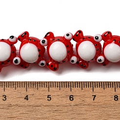 手作りランプワークビーズ連売り  カエル  レッド  13x15.5x12.5mm  穴：2mm  約20個/連  17.87''（45.4センチメートル）&nbsp;LAMP-Z010-02B