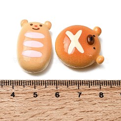不透明な樹脂模倣食品カボション  クマパン  ミックスカラー  22~25.5x17~20.5x9.5~10mm&nbsp;RE-CBA7952-02