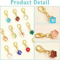 2 Sets Cube Glass Pendant Decoration&nbsp;HJEW-CA0001-34