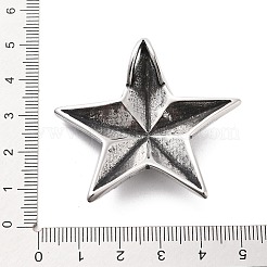 レトロな304ステンレススチールペンダント  スターのチャーム  アンティークシルバー  45x47.5x12mm  穴：8mm&nbsp;STAS-Z095-01AS