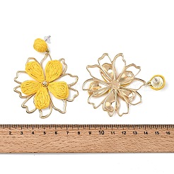 合金編みスタッドピアス  花  ゴールドカラー  74x57.5mm&nbsp;AL-CBA1AA3-05A