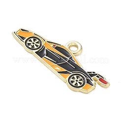 レーシングカーをテーマにした合金エナメルペンダント  車のチャーム  ゴールドカラー  きいろ  13.5x32.5x1mm  穴：2.3mm&nbsp;AL-CBA4666-03B-01