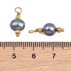 染色された天然真珠のペンダント  304ステンレススチール製金具付き  ジャガイモのチャーム  イオンプレーティング（ip）  ダークスレートグレー  18KGP本金メッキ  18~18.5x7~8.5x6.5~7.5mm  穴：2.5mm&nbsp;PA-CBA0A45-12G