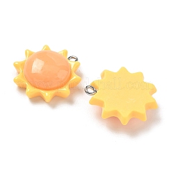 不透明樹脂ペンダント  太陽  201ステンレススチールループ付き  きいろ  25.5x24.5x8.5mm  穴：2mm&nbsp;RESI-I339-01P-01