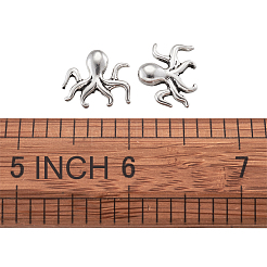 チベット風合金ビーズ  タコ  アンティークシルバー  13.5x16x4.5mm  穴：1mm&nbsp;PALLOY-TAC0009-18AS