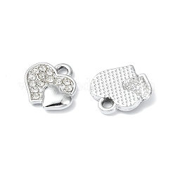 合金クリスタルラインストーンペンダント  ハートチャーム  UVメッキ  プラチナ  12x12x2mm  穴：1.8mm&nbsp;ALRI-T012-01A-P