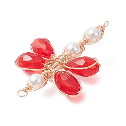 Dragonfly Glass Beaded Connector Charms&nbsp;PALLOY-TA00315-01