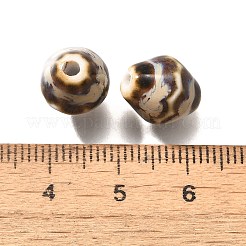 ヴィンテージスタイルの釉薬をかけた陶磁器ビーズ  多面カット双円錐形  サドルブラウン  11.5x10mm  穴：2mm&nbsp;PORC-H013-01-17
