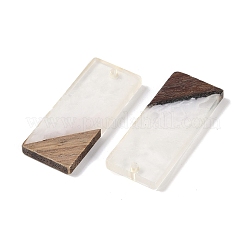 レジン＆ウッドパーツ  長方形チャーム  ホワイト  38.5x15.5x3.5mm  穴：2mm&nbsp;WOOD-F015-09E