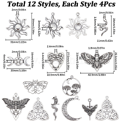 48PCS 12Style Tibetan Style Alloy Pendants&nbsp;TIBE-SC0007-15