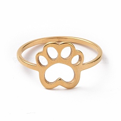 Ion Plating(IP) 201 Stainless Steel Paw Print Finger Ring&nbsp;RJEW-J051-25G