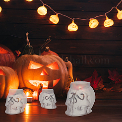 3Pcs 3 Style Halloween Skull Candle Silicone Statue Molds&nbsp;CAND-FH0001-04