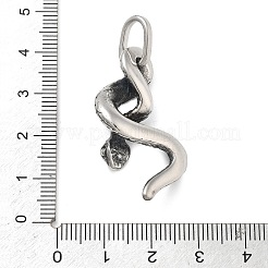 304ステンレスペンダント  スネークチャーム  アンティークシルバー  36x20.5x9.5mm  穴：8.5x4.5mm&nbsp;STAS-V008-03AS