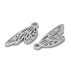 変色しない304ステンレススチールペンダント  手動研磨  翼のチャーム  ステンレス鋼色  17.5x8x1mm  穴：1.6mm&nbsp;STAS-Q303-17P