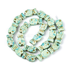 スプレープリント合成ターコイズビーズ連売り  魚  アクアマリン  19~20x11x6mm  穴：1.2~1.4mm  約20個/連  14.96~15.16''（38~38.5センチメートル）&nbsp;TURQ-T004-16A