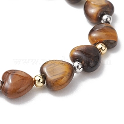 Electroplate Non-magnetic Synthetic Hematite & Natural Gemstone Heart Beads Stretch Bracelets for Women&nbsp;BJEW-JB13447