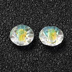 ガラス k9 ガラス  模造オーストリアクリスタルビーズ  多面カット  フラットラウンド  クリアAB  5x3mm  穴：1mm&nbsp;GLAA-F113-01