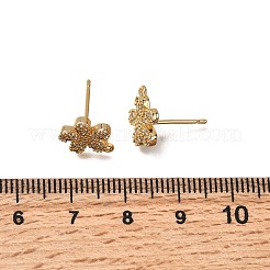 Flower Brass Micro Pave Cubic Zirconia Stud Earring Findings&nbsp;KK-B152-01A-G