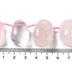 天然石ローズクォーツビーズ連売り  ティアドロップ  トップ掘削  22.5~26x14.5~19x12~14.5mm  穴：0.9mm  約8~9個/連  7.48''~8.66''（19~22センチメートル）&nbsp;G-P528-E05-01