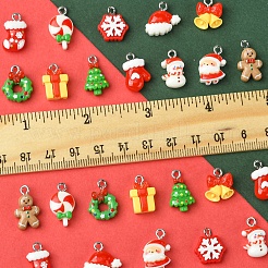 24Pcs 12 Styles Christmas Theme Opaque Resin Pendants&nbsp;RESI-FS0001-86A