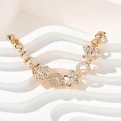 Brass Micro Pave Cubic Zirconia Link Chain Bracelets&nbsp;KK-R217-44G