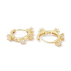 真鍮象眼細工キュービックジルコニアフープピアス  18KGP本金メッキ  カドミウムフリー＆鉛フリー  花  透明  16x18.5x4mm  ピン：0.8mm&nbsp;ZIRC-P090-17G-A