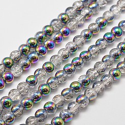 Electroplate Synthetic Crackle Quartz Beads Strands&nbsp;EGLA-J067-6mm-M